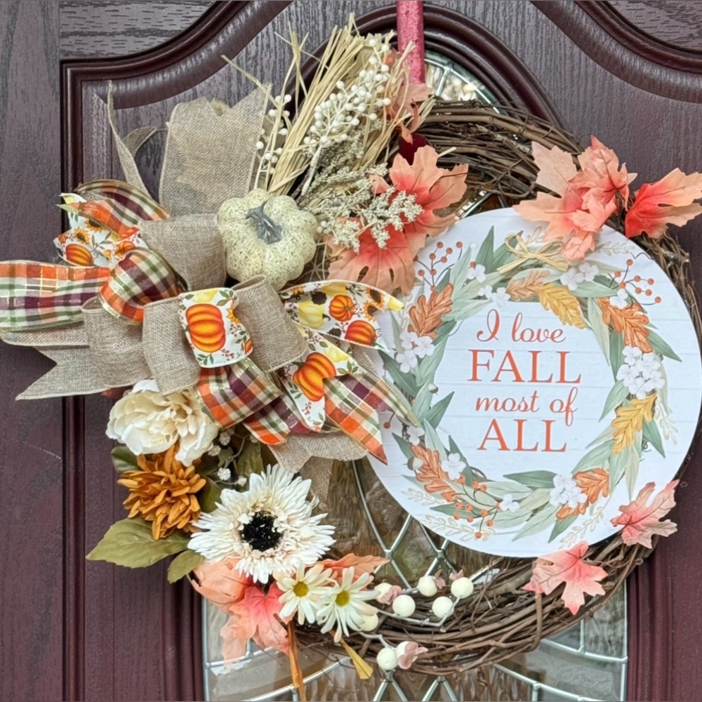 Fall Wreath with Floral Accents